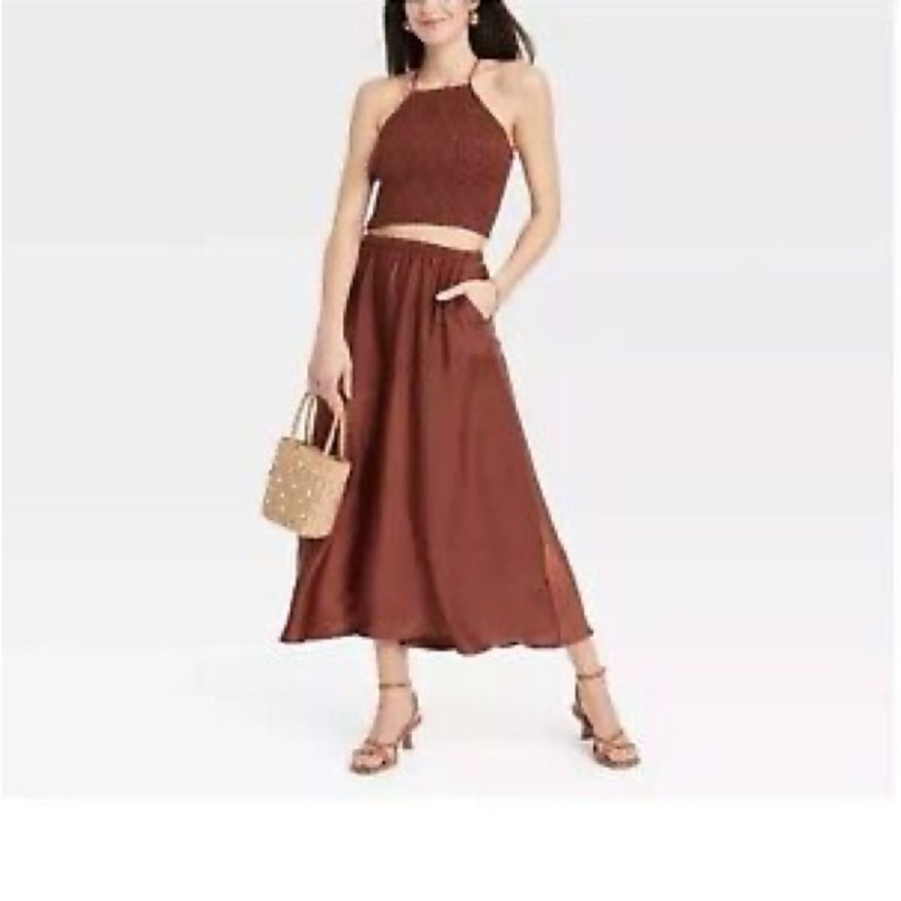 A New Day Brown Halter Top Size Small
